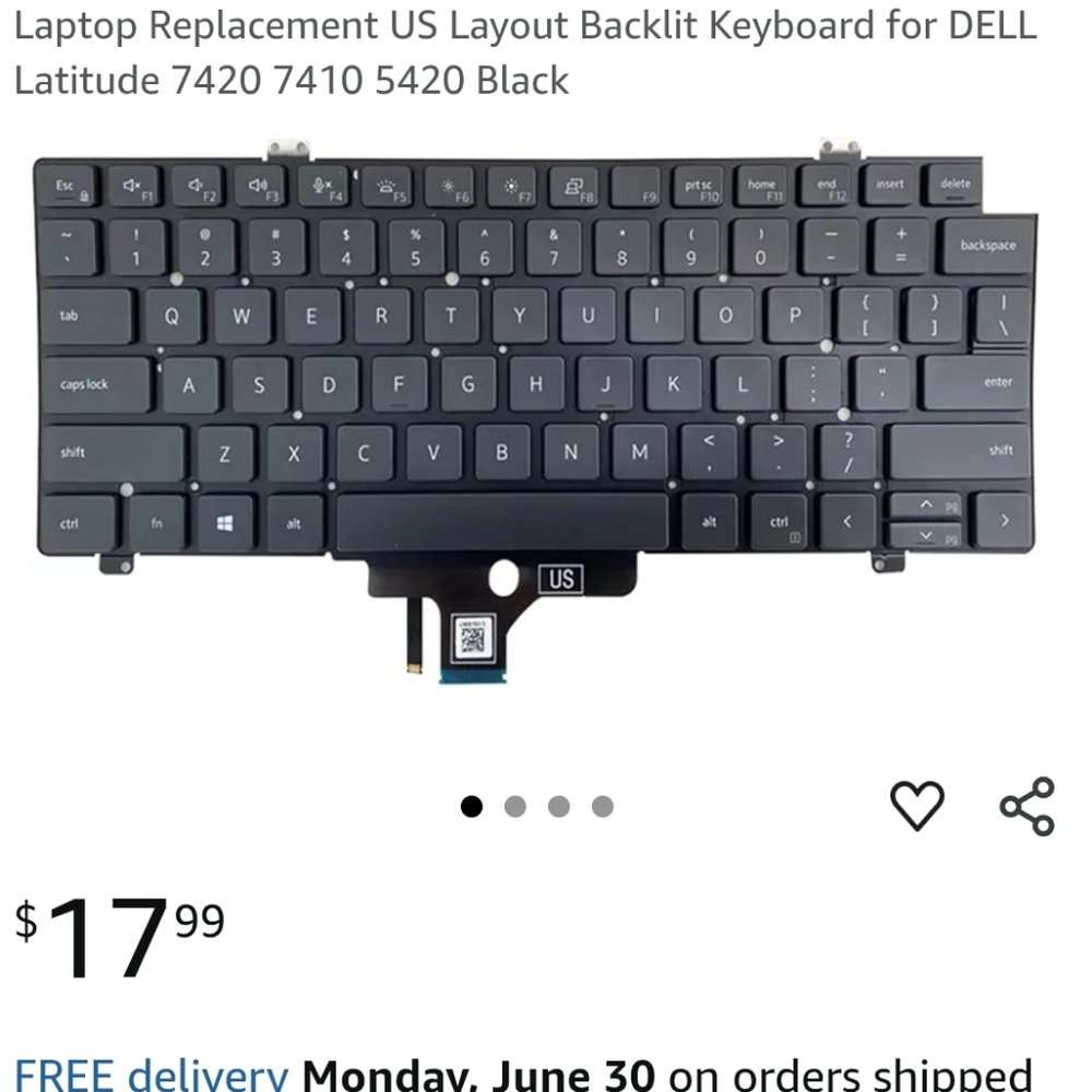 Dell Latitude Black Replacement Keyboard
